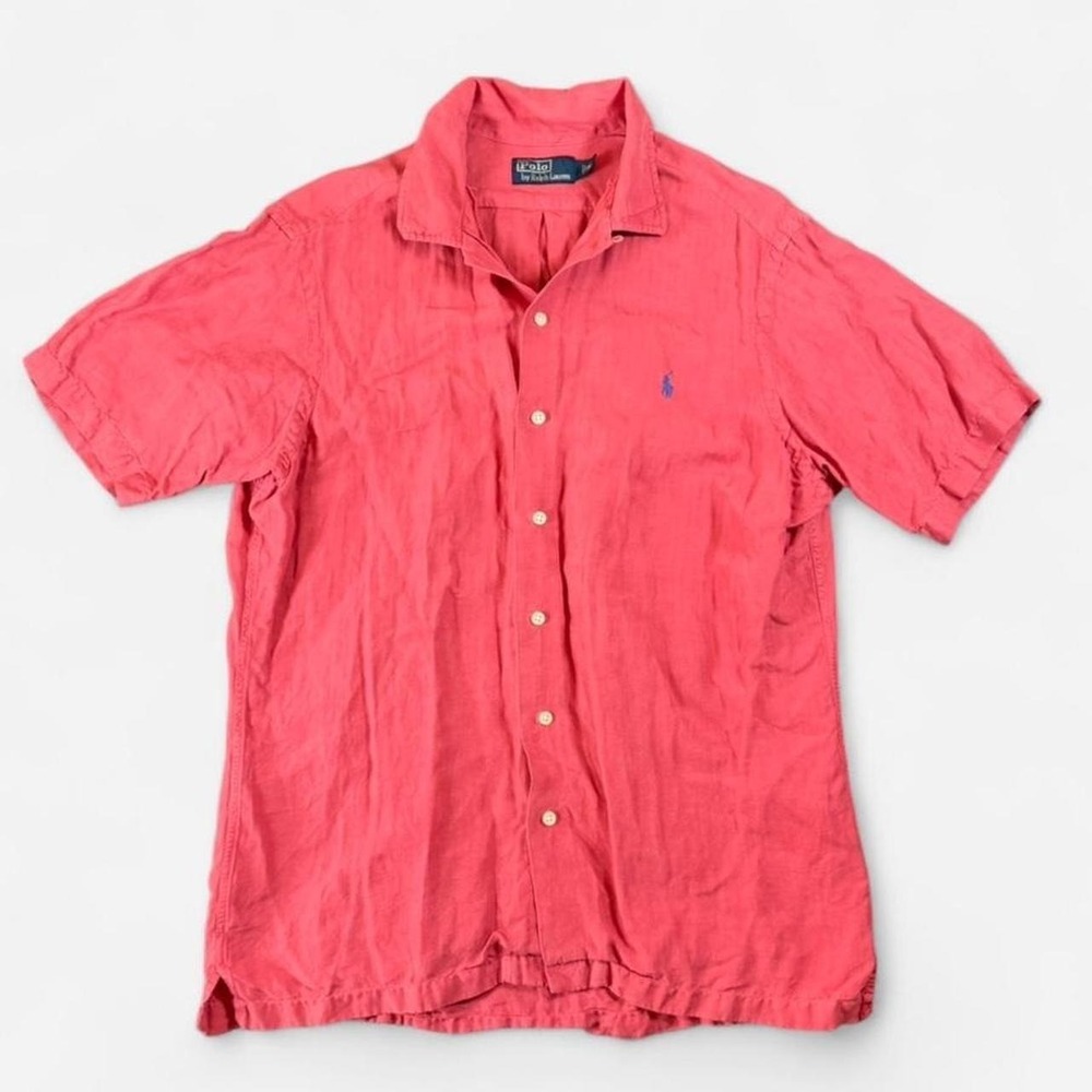 Polo Ralph Lauren Pink Linen/Silk Blend Short Sleeve Button Up Size M
